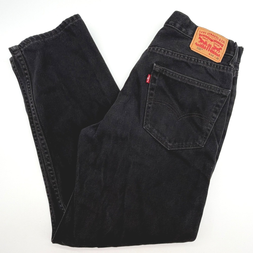 Levis 550 Relaxed Fit Tapered Leg Black Denim Jeans Mens W34 L30